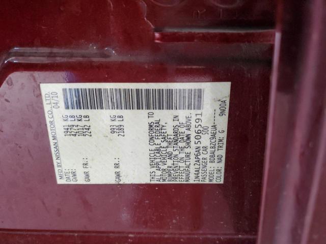 Photo 10 from auction – 2010 NISSAN ALTIMA BAS with VIN 1N4AL2AP6AN506591