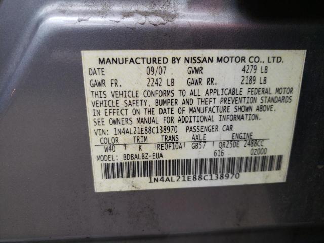 Photo 10 from auction – 2008 NISSAN ALTIMA 2.5 with VIN 1N4AL21E88C138970