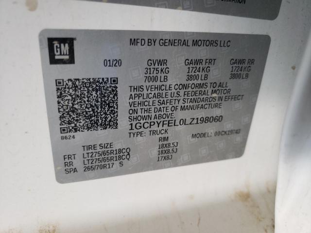 Photo 10 from auction – 2020 CHEVROLET SILVERADO with VIN 1GCPYFEL0LZ198060