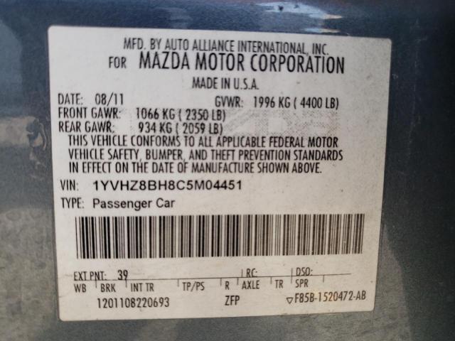 Photo 10 from auction – 2012 MAZDA 6 I with VIN 1YVHZ8BH8C5M04451