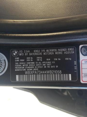 Photo 10 from auction – 2004 BMW X3 2.5I with VIN WBXPA73444WB21058