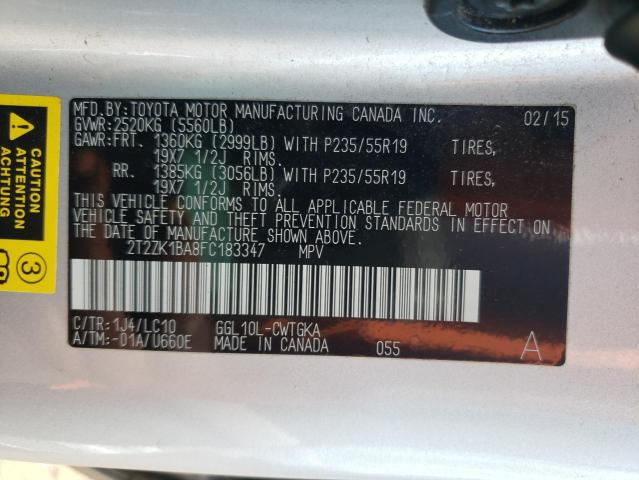 Photo 10 from auction – 2015 LEXUS RX 350 with VIN 2T2ZK1BA8FC183347