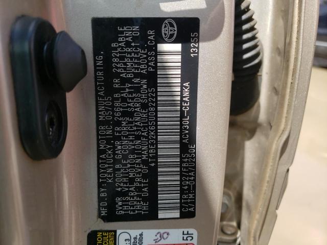 Photo 10 from auction – 2005 TOYOTA CAMRY LE with VIN 4T1BE32K65U082225