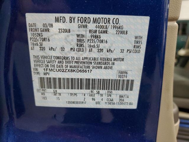 Photo 10 from auction – 2008 FORD ESCAPE XLS with VIN 1FMCU02ZX8KD65617