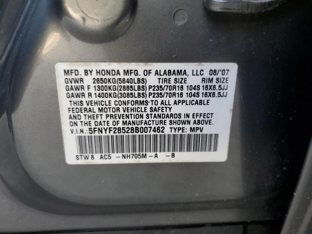 Photo 10 from auction – 2008 HONDA PILOT EXL with VIN 5FNYF28528B007462