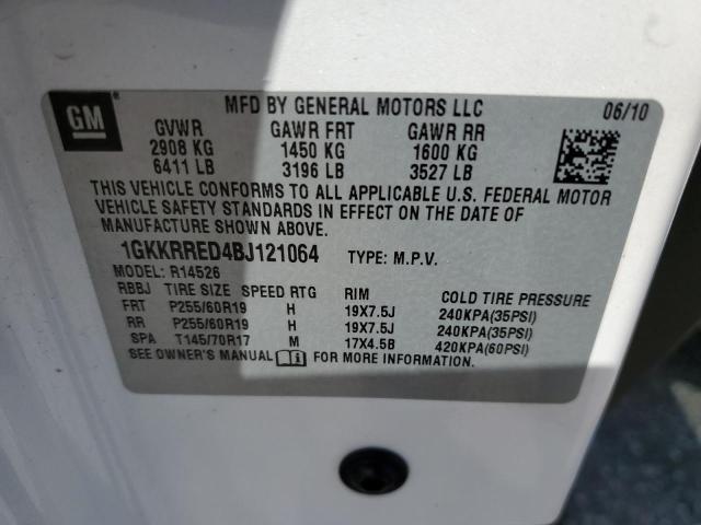 Photo 10 from auction – 2011 GMC ACADIA SLT with VIN 1GKKRRED4BJ121064