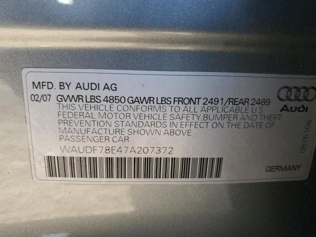 Photo 10 from auction – 2007 AUDI A4 2.0T QU with VIN WAUDF78E47A207372