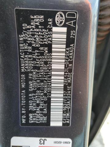 Photo 10 from auction – 2010 TOYOTA COROLLA BA with VIN 2T1BU4EE1AC402805