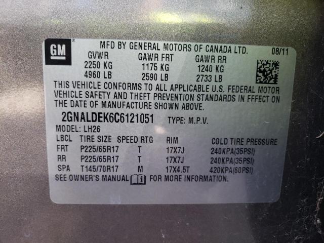 Photo 10 from auction – 2012 CHEVROLET EQUINOX LT with VIN 2GNALDEK6C6121051