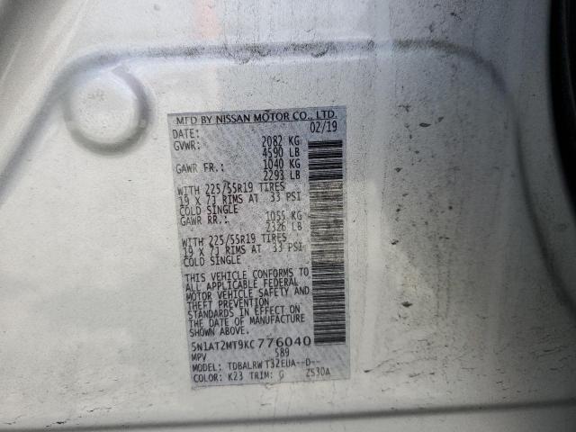Photo 10 from auction – 2019 NISSAN ROGUE S with VIN 5N1AT2MT9KC776040
