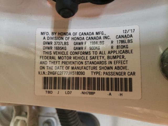 Photo 10 from auction – 2018 HONDA CIVIC EX with VIN 2HGFC2F77JH518090