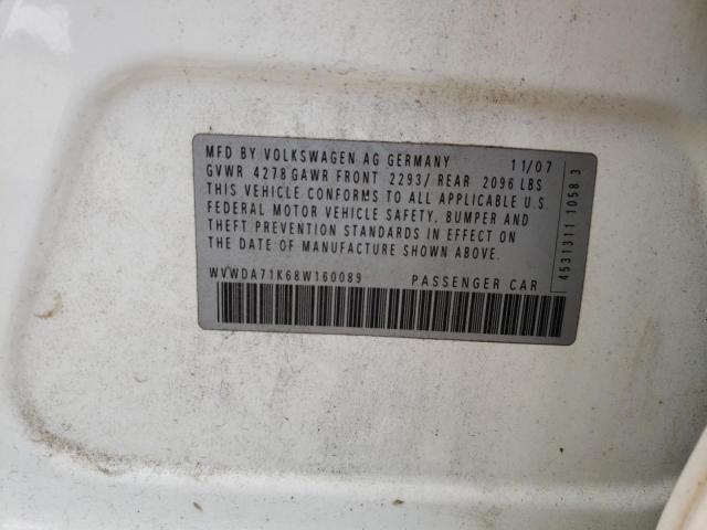 Photo 10 from auction – 2008 VOLKSWAGEN RABBIT with VIN WVWDA71K68W160089