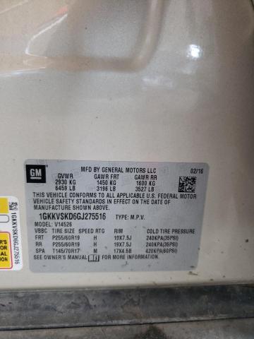 Photo 10 from auction – 2016 GMC ACADIA SLT with VIN 1GKKVSKD6GJ275516