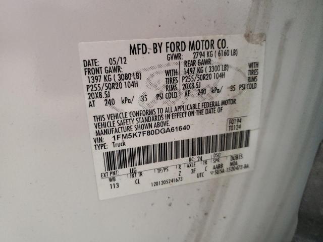 Photo 10 from auction – 2013 FORD EXPLORER L with VIN 1FM5K7F80DGA61640
