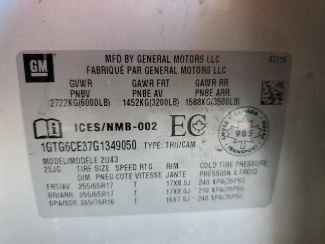 Photo 10 from auction – 2016 GMC CANYON SLE with VIN 1GTG6CE37G1349050