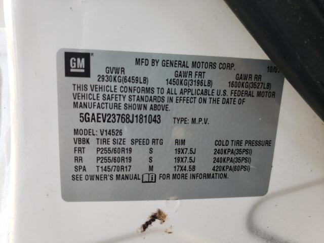 Photo 10 from auction – 2008 BUICK ENCLAVE CX with VIN 5GAEV23768J181043
