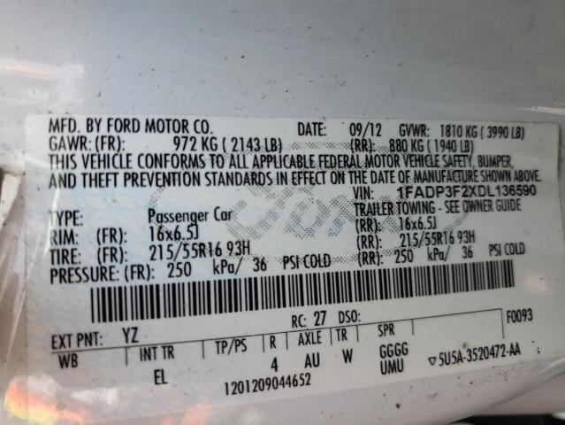 Photo 10 from auction – 2013 FORD FOCUS SE with VIN 1FADP3F2XDL136590