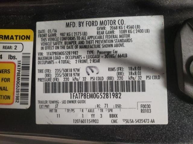 Photo 10 from auction – 2016 FORD MUSTANG with VIN 1FATP8EM0G5281982