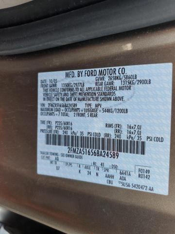 Photo 10 from auction – 2006 FORD FREESTAR with VIN 2FMZA51656BA24589
