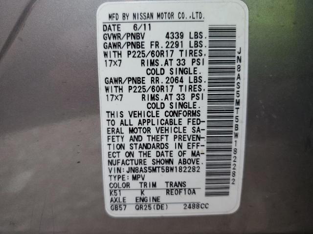 Photo 10 from auction – 2011 NISSAN ROGUE S with VIN JN8AS5MT5BW182282