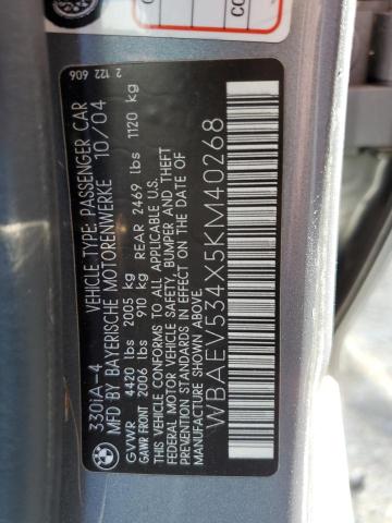 Photo 10 from auction – 2005 BMW 330 I with VIN WBAEV534X5KM40268