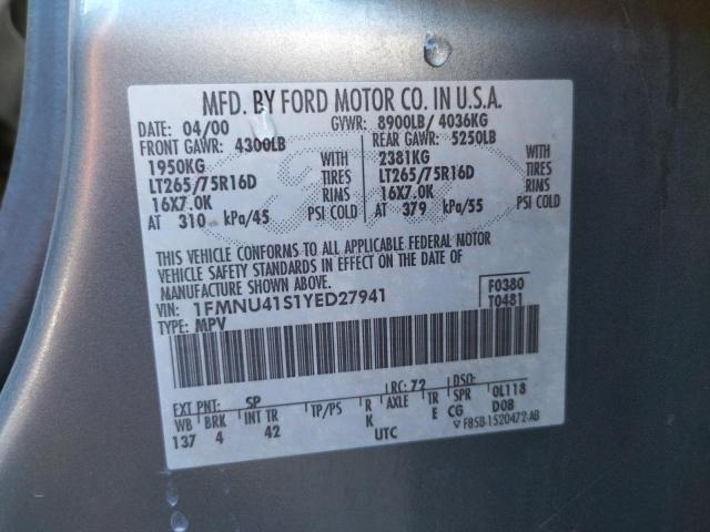 Photo 10 from auction – 2000 FORD EXCURSION with VIN 1FMNU41S1YED27941
