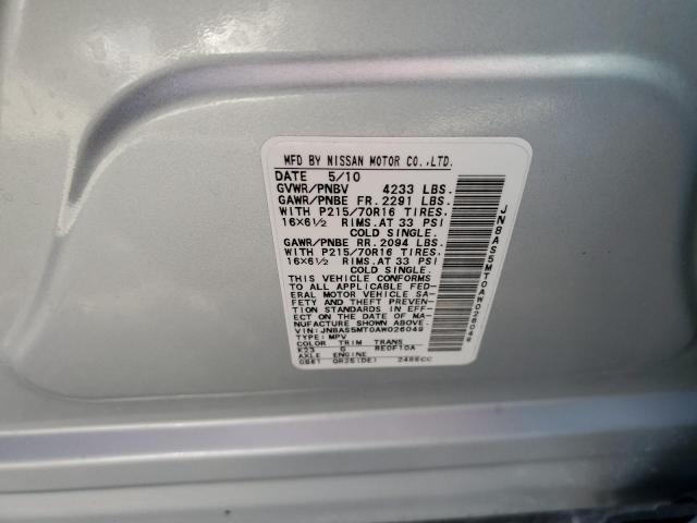 Photo 10 from auction – 2010 NISSAN ROGUE S with VIN JN8AS5MT0AW026049