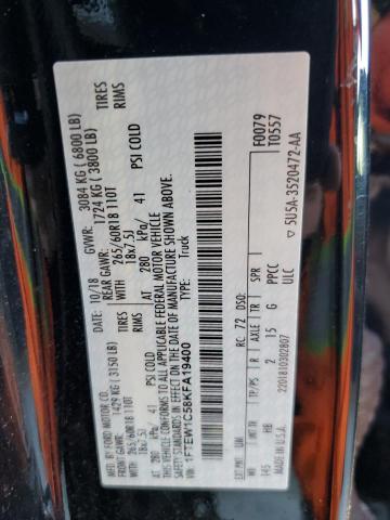 Photo 10 from auction – 2019 FORD F150 SUPER with VIN 1FTEW1C58KFA19400