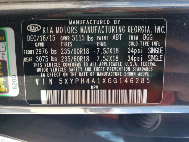 Photo 10 from auction – 2016 KIA SORENTO EX with VIN 5XYPH4A1XGG146285