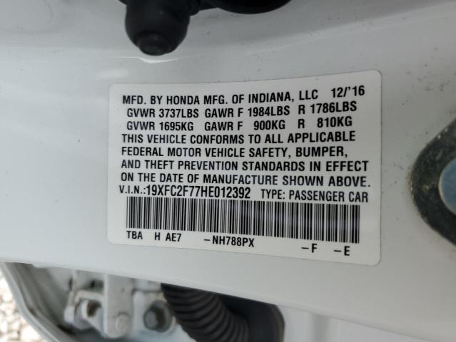 Photo 10 from auction – 2017 HONDA CIVIC EX with VIN 19XFC2F77HE012392