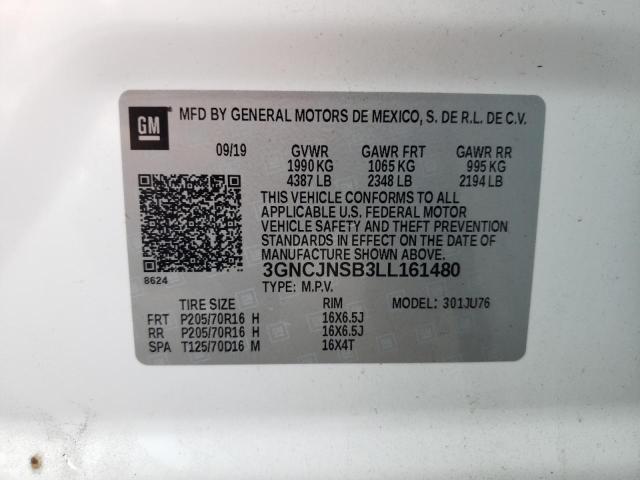 Photo 10 from auction – 2020 CHEVROLET TRAX LS with VIN 3GNCJNSB3LL161480