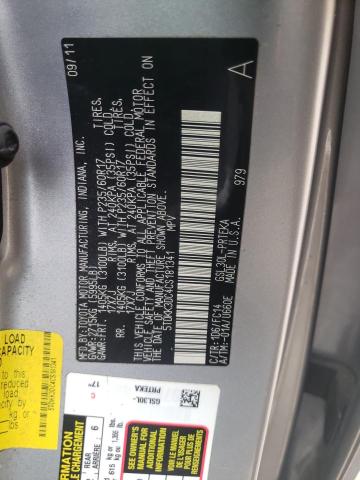 Photo 10 from auction – 2012 TOYOTA SIENNA LE with VIN 5TDKK3DC4CS181341