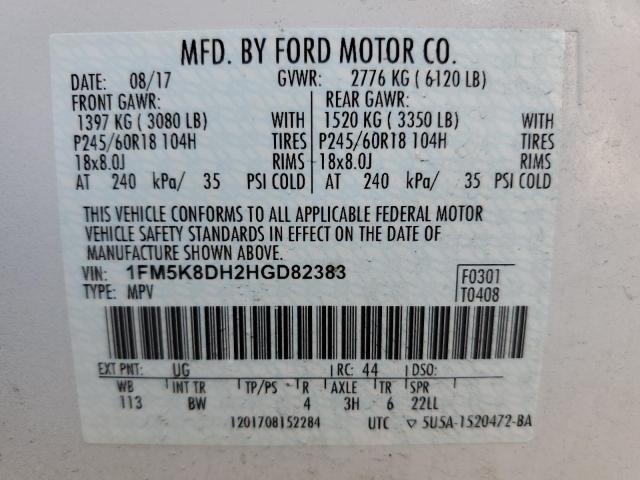 Foto 10 de la subasta – 2017 FORD EXPLORER X con VIN 1FM5K8DH2HGD82383