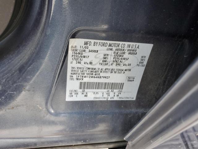 Photo 10 from auction – 2004 FORD F150 SUPER with VIN 1FTRW12W64KB79927
