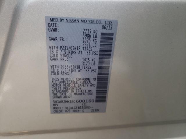 Photo 10 from auction – 2014 NISSAN PATHFINDER with VIN 5N1AR2MM1EC600160
