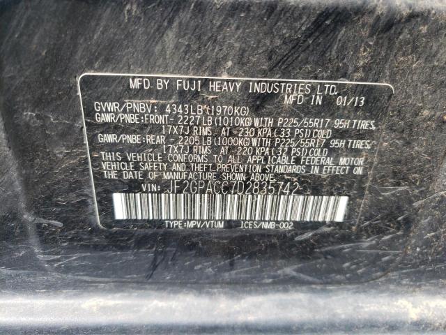 Photo 10 from auction – 2013 SUBARU XV CROSSTR with VIN JF2GPACC7D2835742
