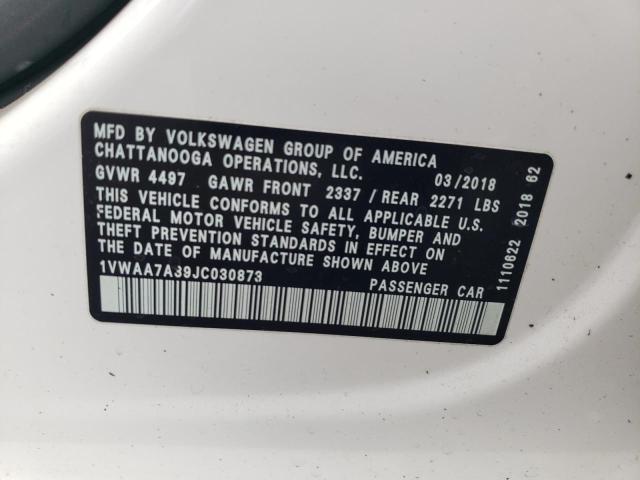 Photo 10 from auction – 2018 VOLKSWAGEN PASSAT S with VIN 1VWAA7A39JC030873