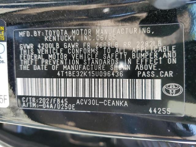 Photo 10 from auction – 2005 TOYOTA CAMRY LE with VIN 4T1BE32K15U096436