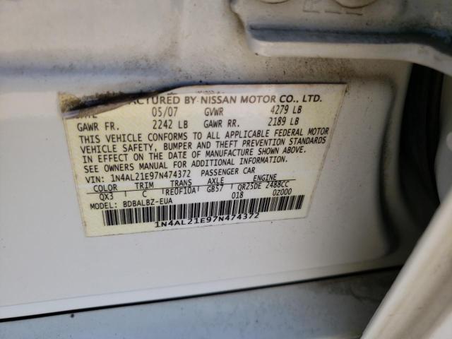 Photo 10 from auction – 2007 NISSAN ALTIMA 2.5 with VIN 1N4AL21E97N474372