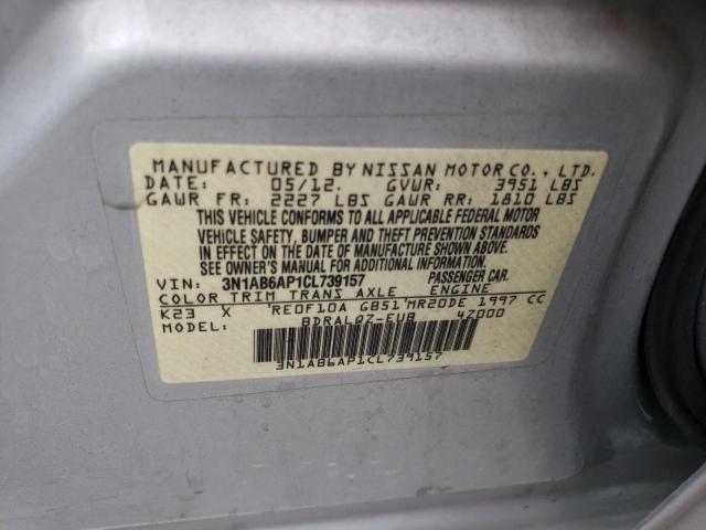 Photo 10 from auction – 2012 NISSAN SENTRA 2.0 with VIN 3N1AB6AP1CL739157