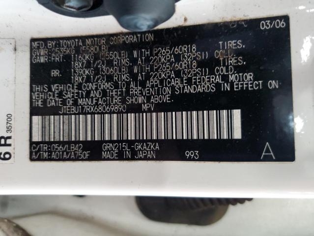 Photo 10 from auction – 2006 TOYOTA 4RUNNER LI with VIN JTEBU17RX68069890