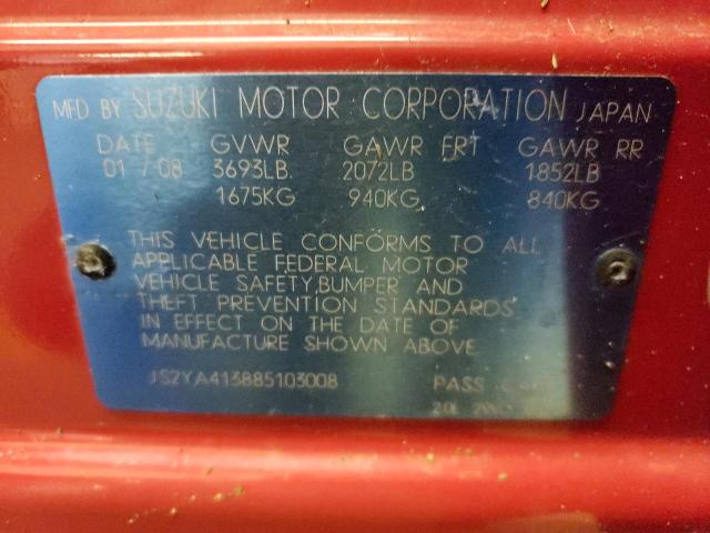Photo 10 from auction – 2008 SUZUKI SX4 BASE with VIN JS2YA413885103008