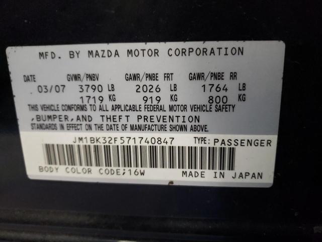 Photo 10 from auction – 2007 MAZDA 3 I with VIN JM1BK32F571740847