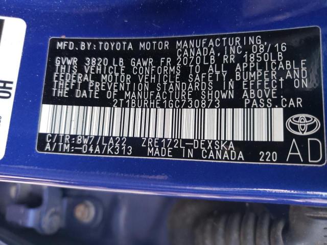 Photo 10 from auction – 2016 TOYOTA COROLLA L with VIN 2T1BURHE1GC730873