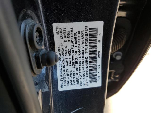 Photo 10 from auction – 2019 HONDA CIVIC LX with VIN 2HGFC2F65KH548942