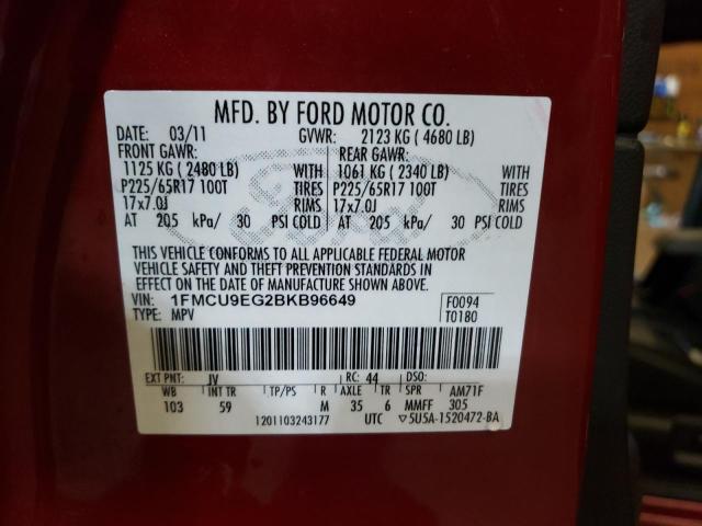 Photo 10 from auction – 2011 FORD ESCAPE LIM with VIN 1FMCU9EG2BKB96649