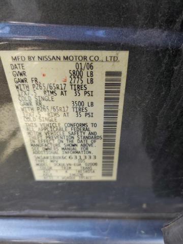 Photo 10 from auction – 2006 NISSAN PATHFINDER with VIN 5N1AR18UX6C631333