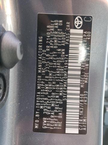 Photo 10 from auction – 2021 TOYOTA COROLLA LE with VIN 5YFEPMAE0MP149474