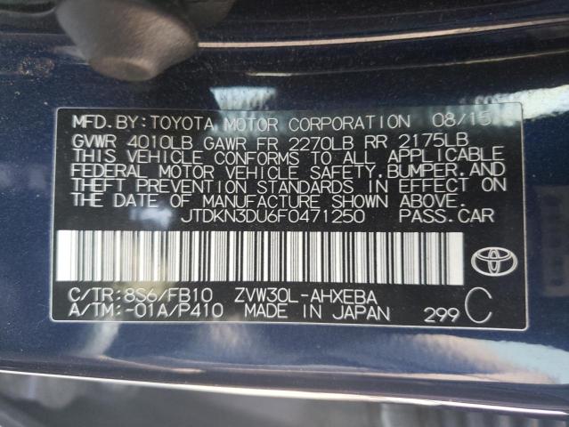 Photo 10 from auction – 2015 TOYOTA PRIUS with VIN JTDKN3DU6F0471250