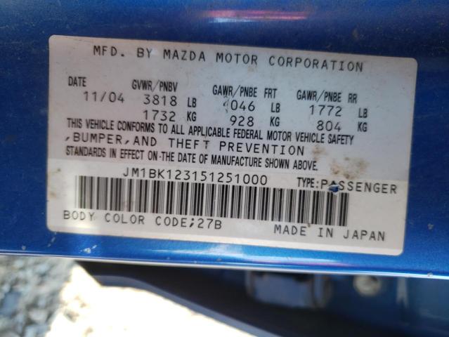 Photo 10 from auction – 2005 MAZDA 3 S with VIN JM1BK123151251000